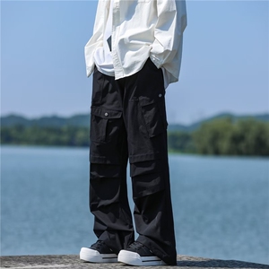 ER9065-P48 户外机能工装长裤男女同款褶皱伞兵裤军裤阔腿休闲裤图片