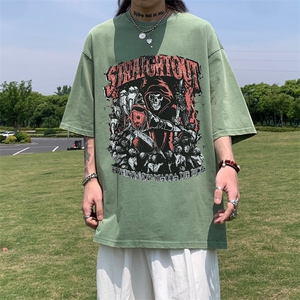 美式骷髅印花 水洗做旧 夏季无袖背心/马甲/坎肩XZ514-2-1312-P38图片