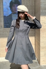 现货2024年春季新款女时尚气质优雅拼木耳边显瘦网红连衣裙，女装连衣裙，煊芮熙