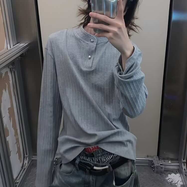 现货D2817-批55亨利领cleanfit肌理感长袖T恤男,男装T恤,星座603-2