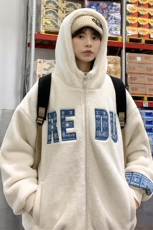2024冬上新中性加绒刺绣棉衣羊羔绒连帽外套男女988-P110控价158，男装棉衣，电商A441-1