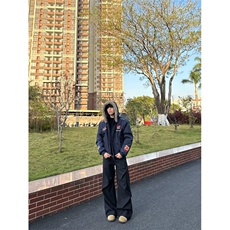 帽子可拆美式复古刺绣徽章座山雕棉衣外套男女加厚夹克A1247-P80，男装夹克，星座1505