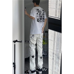 美式高街刺绣小众五角星牛仔裤货号K727P65图片