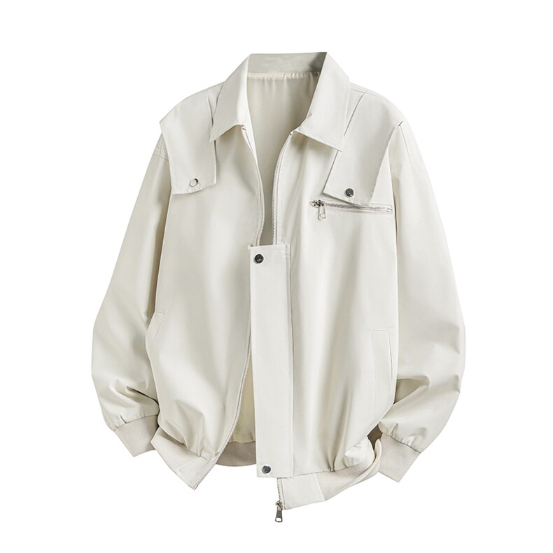 美式高街复古老钱风夹克翻领冲锋衣男女纯色休闲宽松工装飞行外套，男装夹克，电商A486