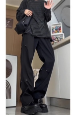 网图慎用抖音品质垂感铆钉高级垂感直筒微喇长裤子310A-1172-P，男装休闲裤，四季星座310A