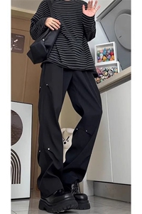 网图慎用 抖音品质 垂感铆钉高级垂感直筒微喇长裤子310A-1172-P图片