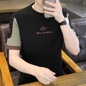 夏季新款拼接短袖圆领时尚休闲青年修身短袖T恤上衣L1311-P30图片