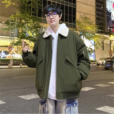 羊羔绒翻领内加厚夹棉夹克支持二开得物工装大口袋高品现货JK333，男装夹克，星座301B-2（原A443-1）