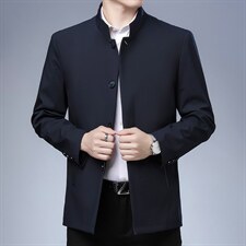 夹克男士春季商务休闲外套韩版纯色上衣宽松休闲立领保暖中年男装，男装夹克，电商B212（原钱塘6029）