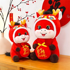 2026马年公仔吉祥舞狮马小马吉祥物毛绒玩具生肖马玩偶可定制logo