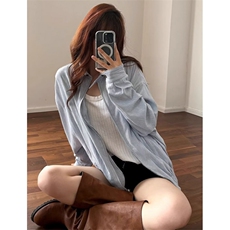 翻领长袖衬衫女春季法式条纹高级感休闲时尚水洗纯棉衬衣J1005，男装衬衫，星座1116A（原606A-3）
