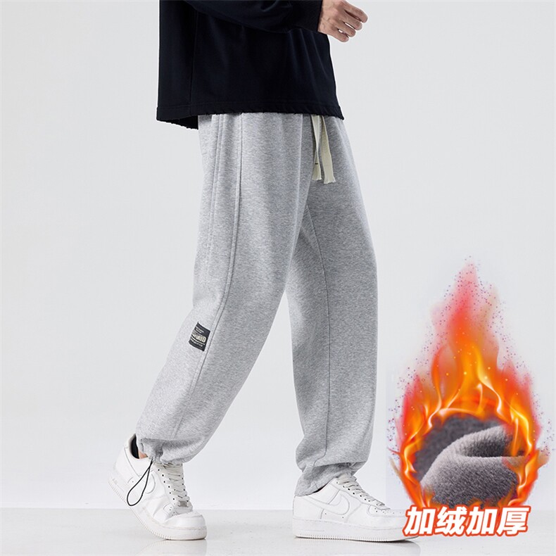 针织运动卫裤男秋冬直筒宽松紧腰弹力休闲裤百搭D017-P45加绒P50图片