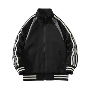 春季新款大码刚到拼接立领休闲运动套装男D81P85图片