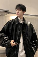 现货不缺货2024秋季百搭宽松皮衣现货不缺货1209-1-JK11-P65，男装夹克，星座1209-1