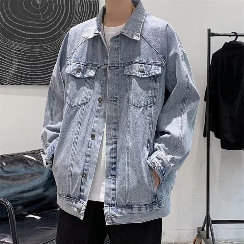 档口有货复古牛仔外套男大码春宽松港风百搭个性高街8808P58,男装工装外套,星座410-2