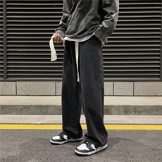 爆！春新品直筒牛仔裤宽松复古系带显瘦阔腿裤XN60P50控68，男装牛仔裤，A247A