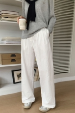 2025夏装新款高腰显瘦直筒阔腿裤，女装休闲裤，米莱