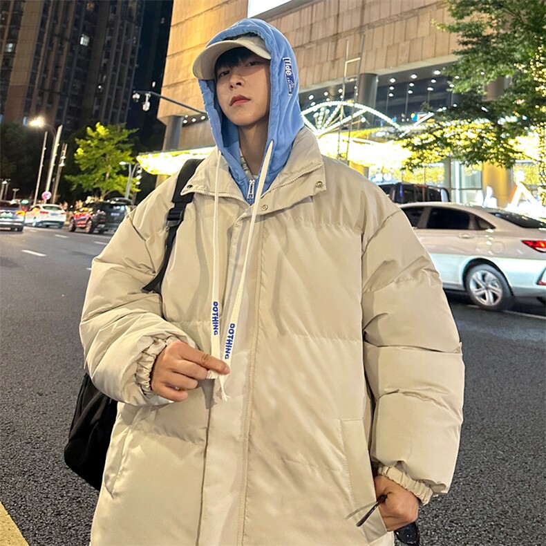 新款男冬季假两件连帽加厚港风棉衣M062-P70控158,男装棉衣,星座717