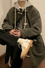 1港风室内牛角扣加棉呢大衣男可拆卸帽外套男FY8716P138控188，男装毛呢大衣，星座226-2