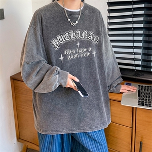 抖音供货、秋季现货水洗棉宽松版重磅长袖T恤 D223A-ST237-特P38图片