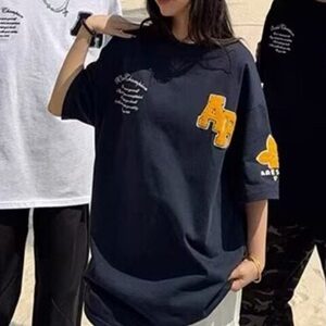【网图现货】美式宽松复古毛巾绣重磅T恤T181/P35图片