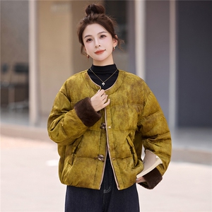 现货现货新中式羽绒服短款2025新款90白鸭绒外套数据好主推款现货图片