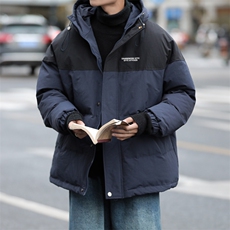 冬季新款撞色拼接棉衣潮流宽松休闲加厚保暖连帽外套，男装棉衣，星座410-6（原星座1304-1）