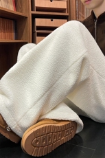 8XL-M摇粒绒裤子男加绒加厚休闲直通束脚宽松保暖裤K9122P78控98，男装休闲裤，电商D206-1