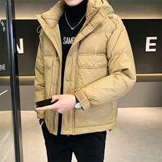 2025冬季店主风纯色高级感连帽外套短款休闲羽绒服男YR8035-P200，男装羽绒服，电商A413