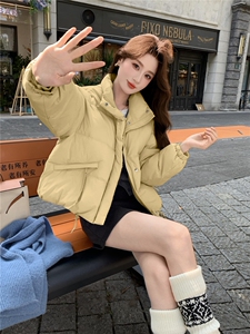 现货新款独特超好看短款羽绒服女款冬季立领面包服小个子羽绒外套图片