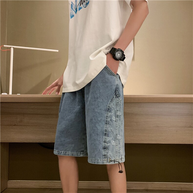 主推夏季腰果花裤子高街ins潮牌短裤男外穿中性炸街裤DK684-P38,男装牛仔裤,星座1008