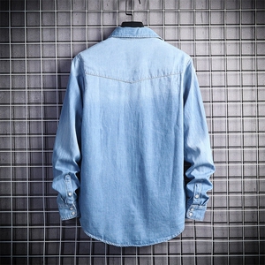 春季流行男牛仔衬衣时尚休闲学生长袖衬衫外套XZ310B-3-CY603-P55图片