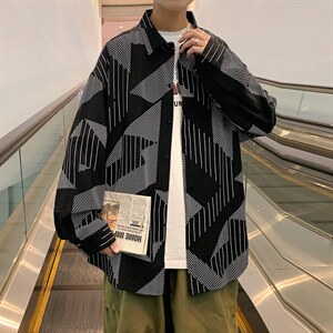 早秋宽松休闲印花衬衫男潮流/A338-1 KD12 P40图片
