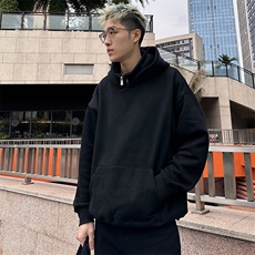 抖音得物高品质25秋冬美式高街宽松结构款假两件连帽卫衣外套W99，男装卫衣，电商A486