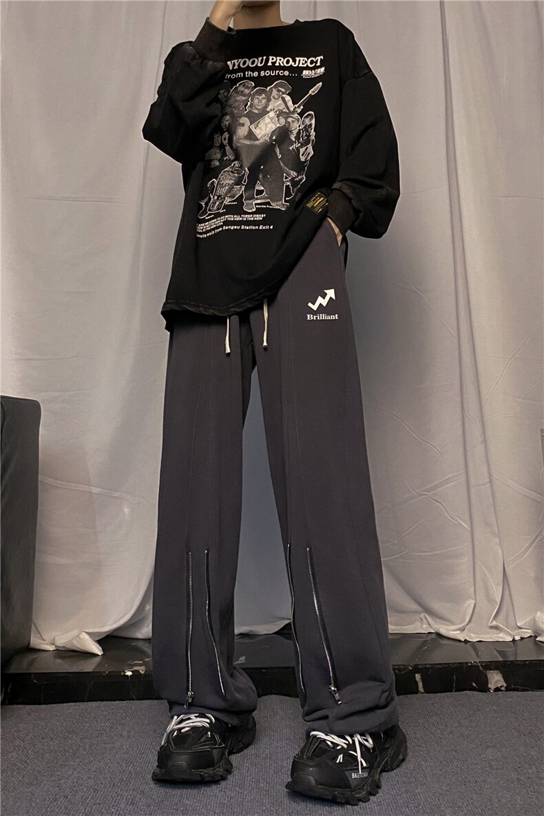 2023秋季新款美式运动休闲拉链设计宽松卫裤B315-K23484-p60控78,男装休闲裤,电商B315
