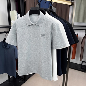 夏季棉短袖半拉链翻领POLO衫男T恤潮流品质上衣体恤男装图片