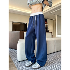 8XL-M春季撞色运动卫裤特大码美式高街直筒阔腿休闲裤KZ1945/P55，男装休闲裤，电商B238