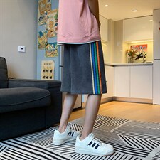 2025夏季港风条纹灯芯绒直筒五分短裤男休闲裤D201-DM49-P35，男装牛仔裤，电商D321-1
