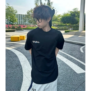 万针全刺绣工艺抖音得物高品质260克重磅纯棉双纱美式高街短袖T恤图片
