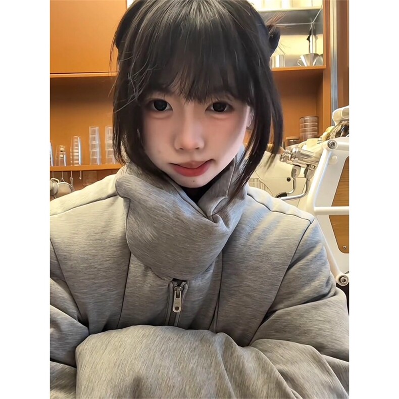 浅灰色哈灵顿棉服空气层围巾外套MY308特P93,男装棉衣,星座908-1