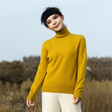优雅气质高翻领简约时尚百搭款，女装羊毛衫，米琪莲羊绒