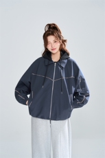 明线设计连帽夹克女春季宽松假两件潮流百搭外套XZ309JK8003P83，男装夹克，星座309（原A406）