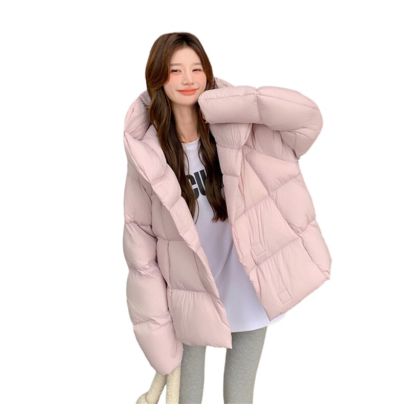 奶呼呼粉色短款连帽羽绒服女2025冬季高级感保暖减龄白鸭绒外套潮,女装羽绒服,2D078