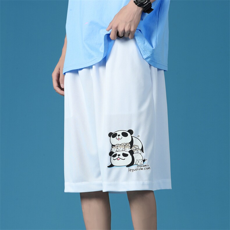 2023夏季新款港风蓝底大码熊猫印花短裤M-5XHK21257-P25,男装休闲裤,电商A022
