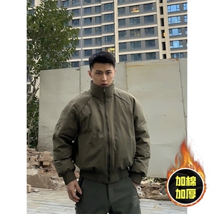 现货美式高街休闲棉衣夹克三防立领纯色户外工装加厚棉服外套图片