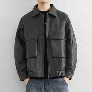 高定纳帕纹90鸭绒加厚皮衣羽绒服男士2025冬季新款羽绒外套图片