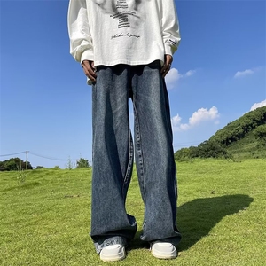 牛仔裤男秋冬美式街头垂感老爹裤潮牌拖地阔腿长裤子RK1094-P51图片