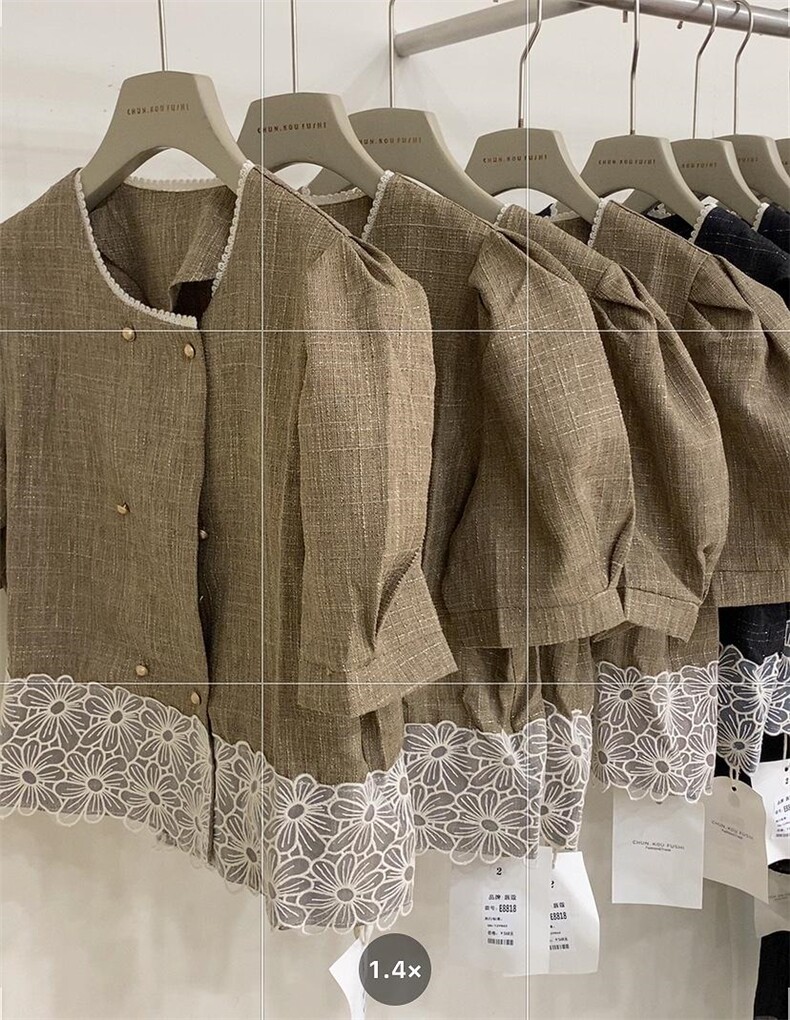 小香花边短袖，其它，唇蔻