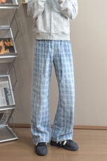 B221美式ins暗黑高街个性直筒格子牛仔裤LK25571-特P45控78，男装牛仔裤，电商B221