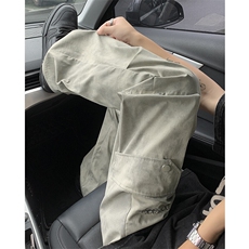 特批P40无差价春季扎染脏脏裤冰丝褶皱工装裤垂感阔腿长裤男K1448，男装休闲裤，电商A001